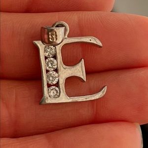 Sterling silver letters E pendant and chain